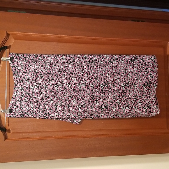 NWOT Rachel Zoe Midi Length Ruffle Black/Pink Floral Skirt size S - Picture 7 of 14